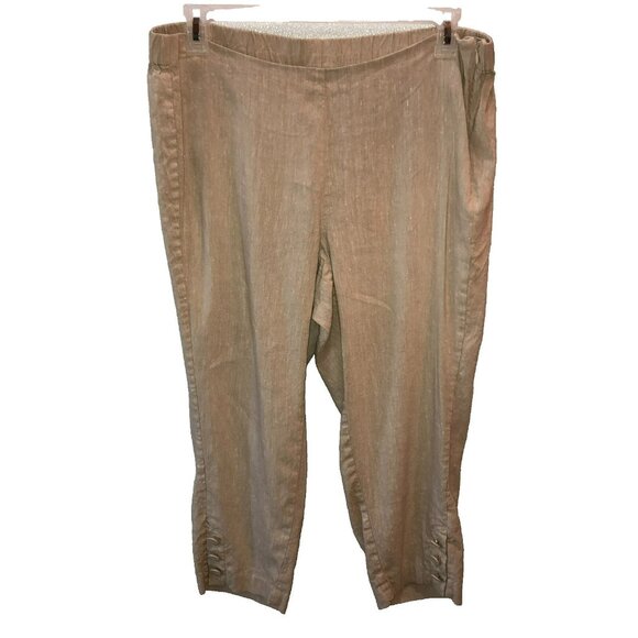 J Jill Linen Blend Stretch XL Petite Beige Straight Leg Side Zip Capris XLP - Picture 1 of 9